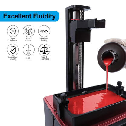 Standard LCD 3D Printer Resin, Fast Uv-Curing 3D 405Nm UV Resin Photopolymer Resin for High Precision Rapid LCD 3D Printing Clear Red 500G