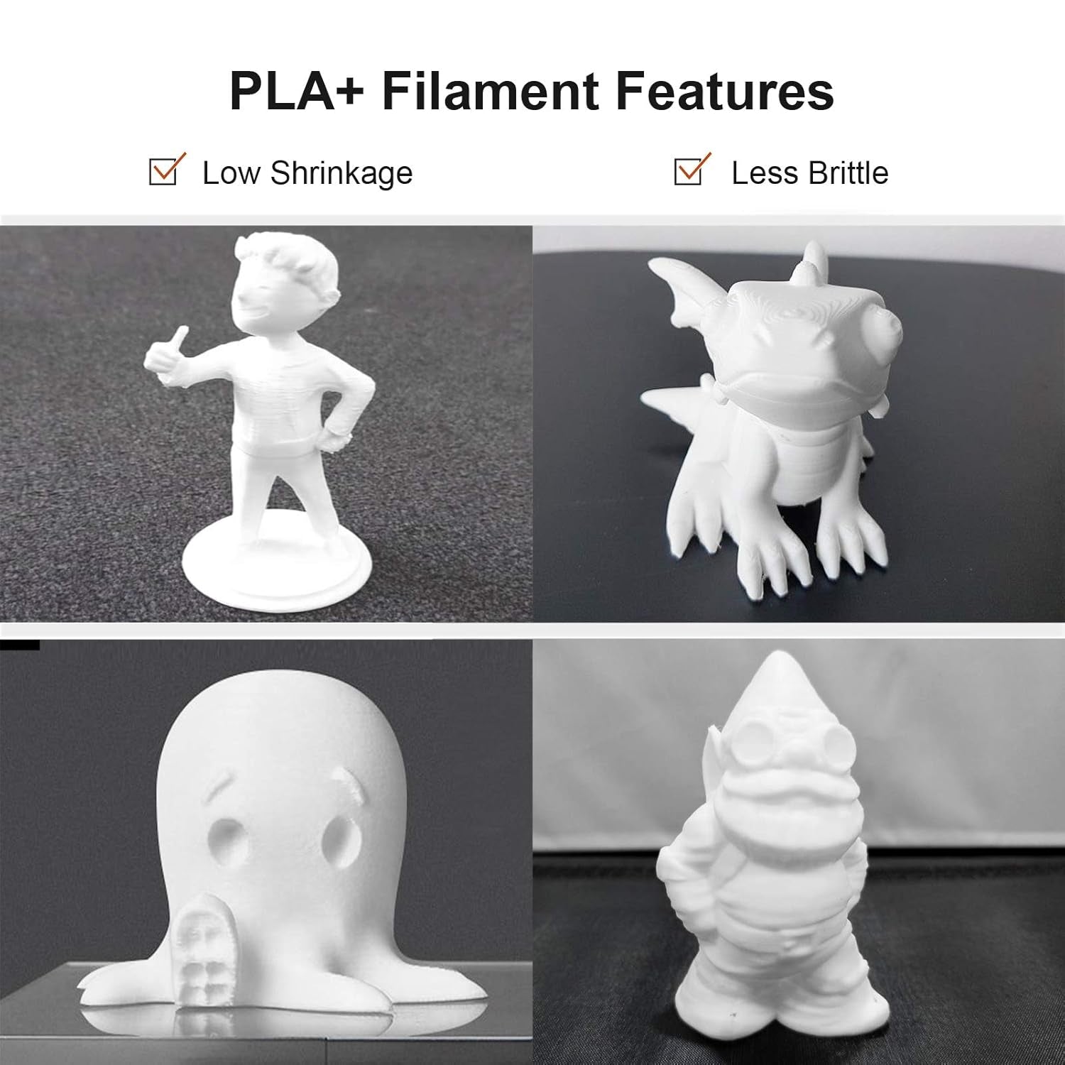 PLA plus (PLA+) Filament 1.75Mm with 20G Cleaning Filament, White PLA Pro 3D Printer Filament Toughness Enhanced, Premium PLA 1Kg Spool(2.2Lbs), Dimensional Accuracy +/- 0.03Mm