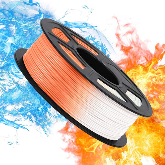 PLA 3D Printer Filament, 1.75Mm Color Change with Temperature, 1KG Spool 3D Printing Material Fit for FDM Printers, Color Changing Filament Orange to White