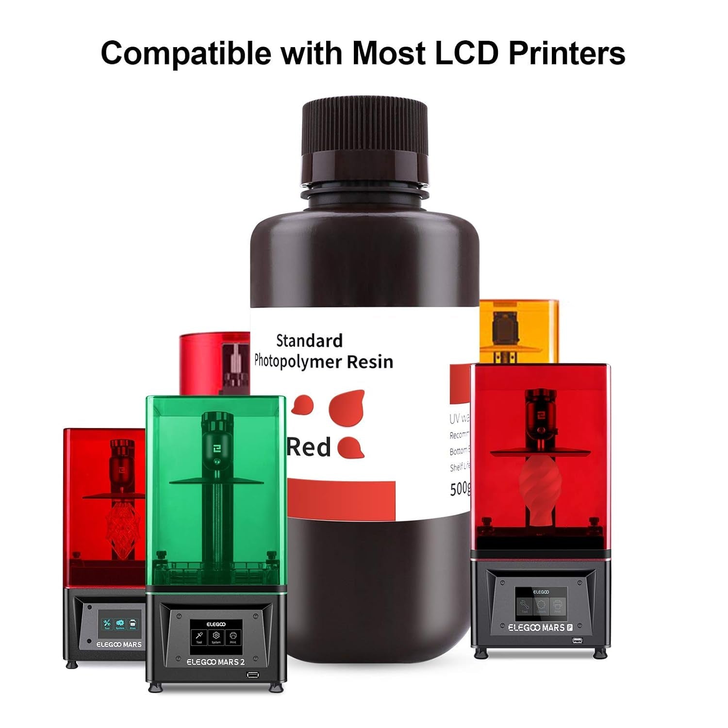 Standard LCD 3D Printer Resin, Fast Uv-Curing 3D 405Nm UV Resin Photopolymer Resin for High Precision Rapid LCD 3D Printing Clear Red 500G