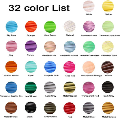 32 Colors 3D Pen PLA Filament Refills, Each Color 10 Feet, Total 320 Feet, Pack with 4 Finger Caps