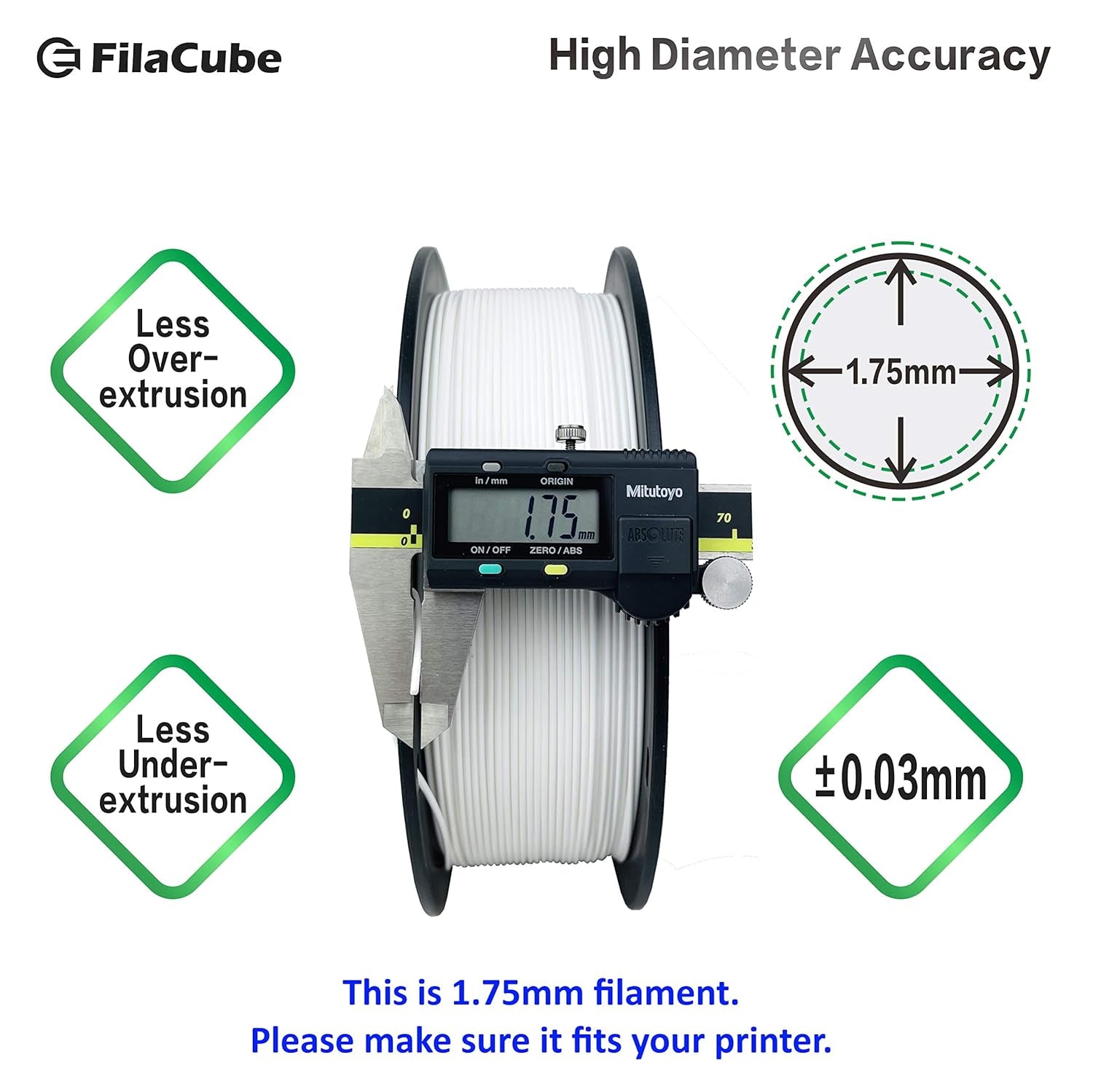 White PLA 1.75 Filament -  PLA 2 Pure White Filament 1 Kg 1.75Mm 3D Printer Filament [Made in USA] Real PLA White PLA+ Pro Compatible FDM Printer Ender Creality Monoprice Prusa Anet Makerbot