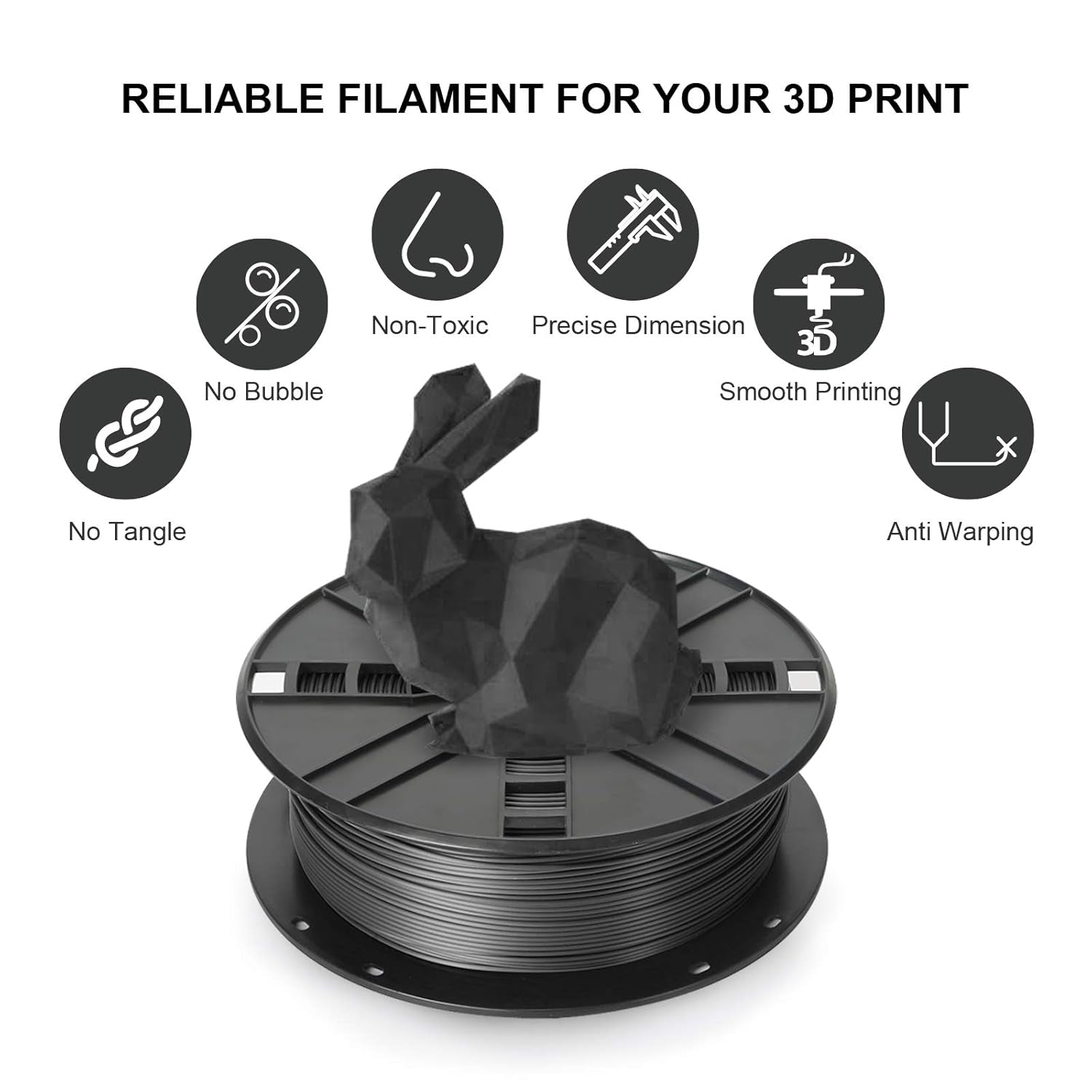 PLA plus (PLA+) Filament 1.75Mm Bundle with 20G Cleaning Filament, Black PLA Pro 3D Printer Filament, Premium PLA 1Kg Spool(2.2Lbs), Dimensional Accuracy +/- 0.03Mm, (Black 2 Pack)