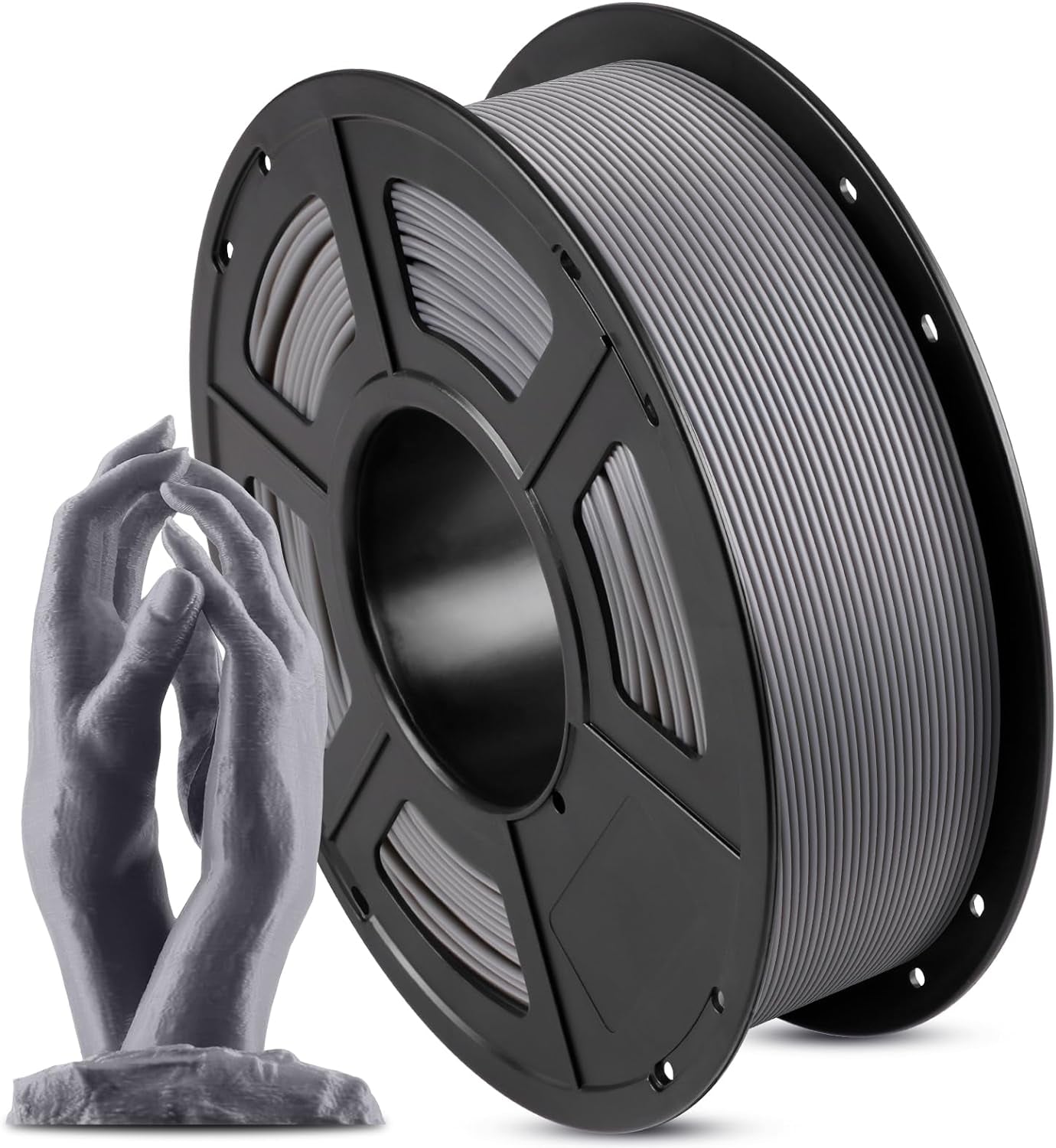 3D Printer Filament PLA 1.75Mm, FDM Printer Filament 1Kg Spool (2.2 Lbs), Dimensional Accuracy +/- 0.02 Mm (1Kg, Gray)