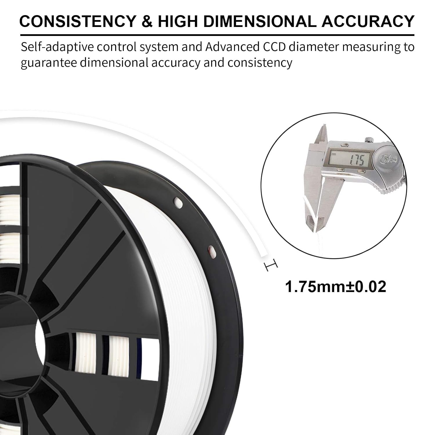 PLA plus (PLA+) Filament 1.75Mm with 20G Cleaning Filament, White PLA Pro 3D Printer Filament Toughness Enhanced, Premium PLA 1Kg Spool(2.2Lbs), Dimensional Accuracy +/- 0.03Mm