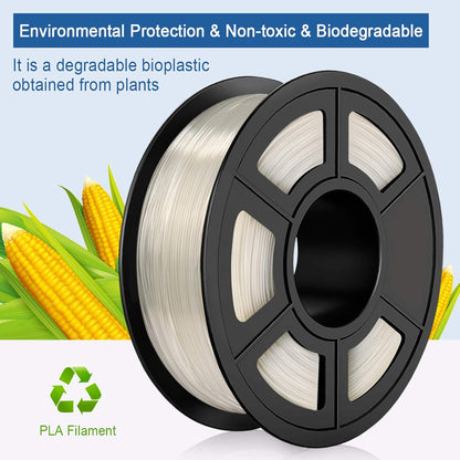 PLA Filament 1.75Mm,  PLA 3D Printing Filament Clear, Dimensional Accuracy +/- 0.02Mm, 1KG (2.2 LBS) Spool, PLA Transparent