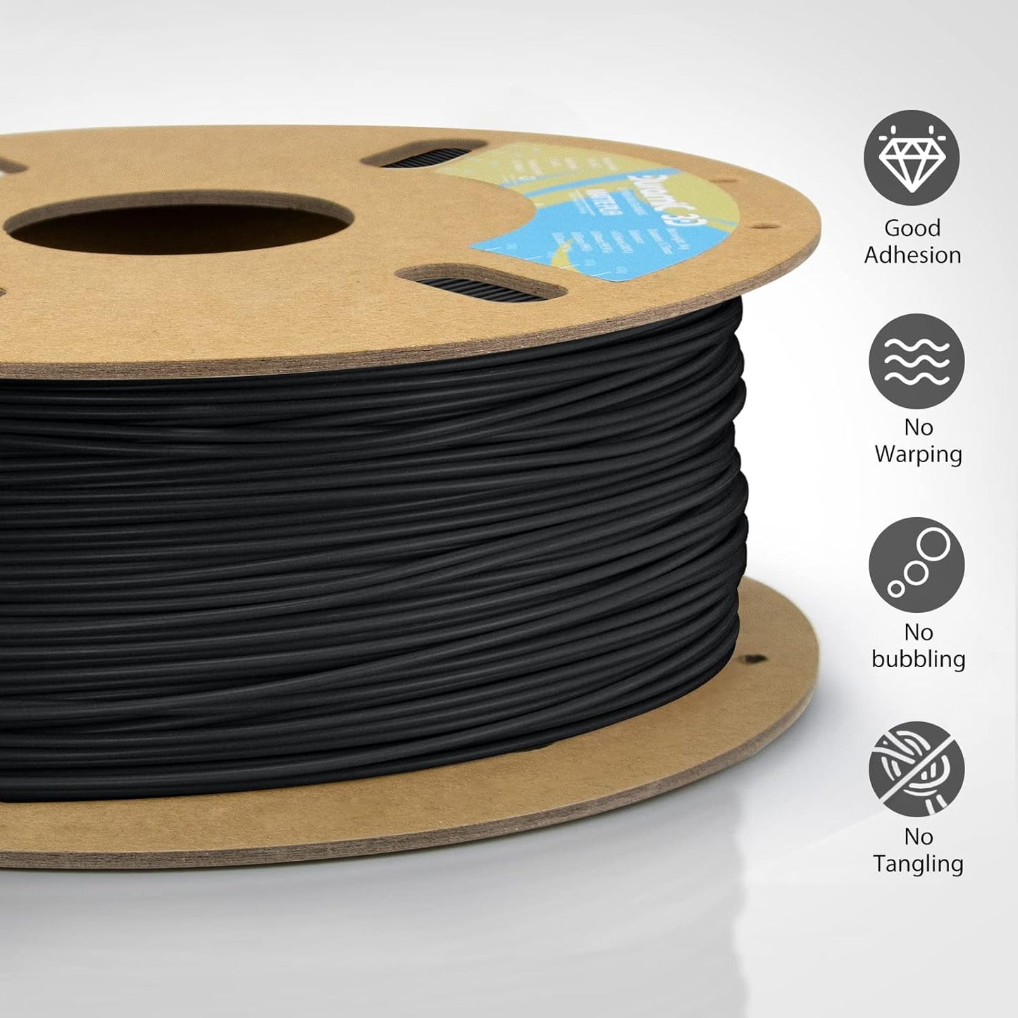 Matte PLA Filament 1.75Mm Black, 1Kg Cardboard Spool Matte Finish 3D Printer Filament PLA 1.75Mm Dimensional Accuracy 99% +/- 0.03 Mm, Printing with FDM 3D Printer, Easy to Remove Support