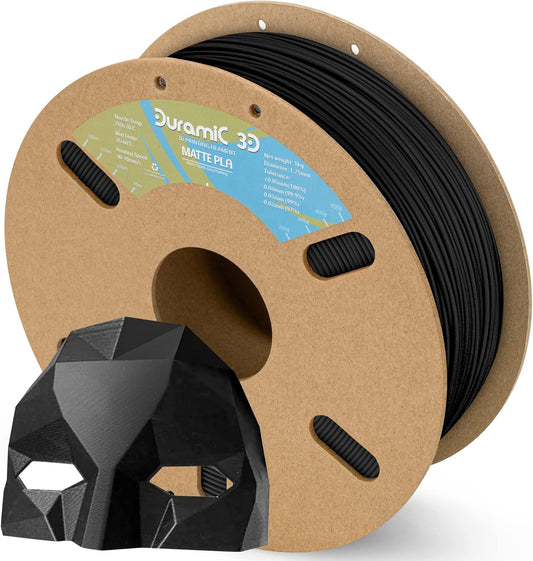 Matte PLA Filament 1.75Mm Black, 1Kg Cardboard Spool Matte Finish 3D Printer Filament PLA 1.75Mm Dimensional Accuracy 99% +/- 0.03 Mm, Printing with FDM 3D Printer, Easy to Remove Support