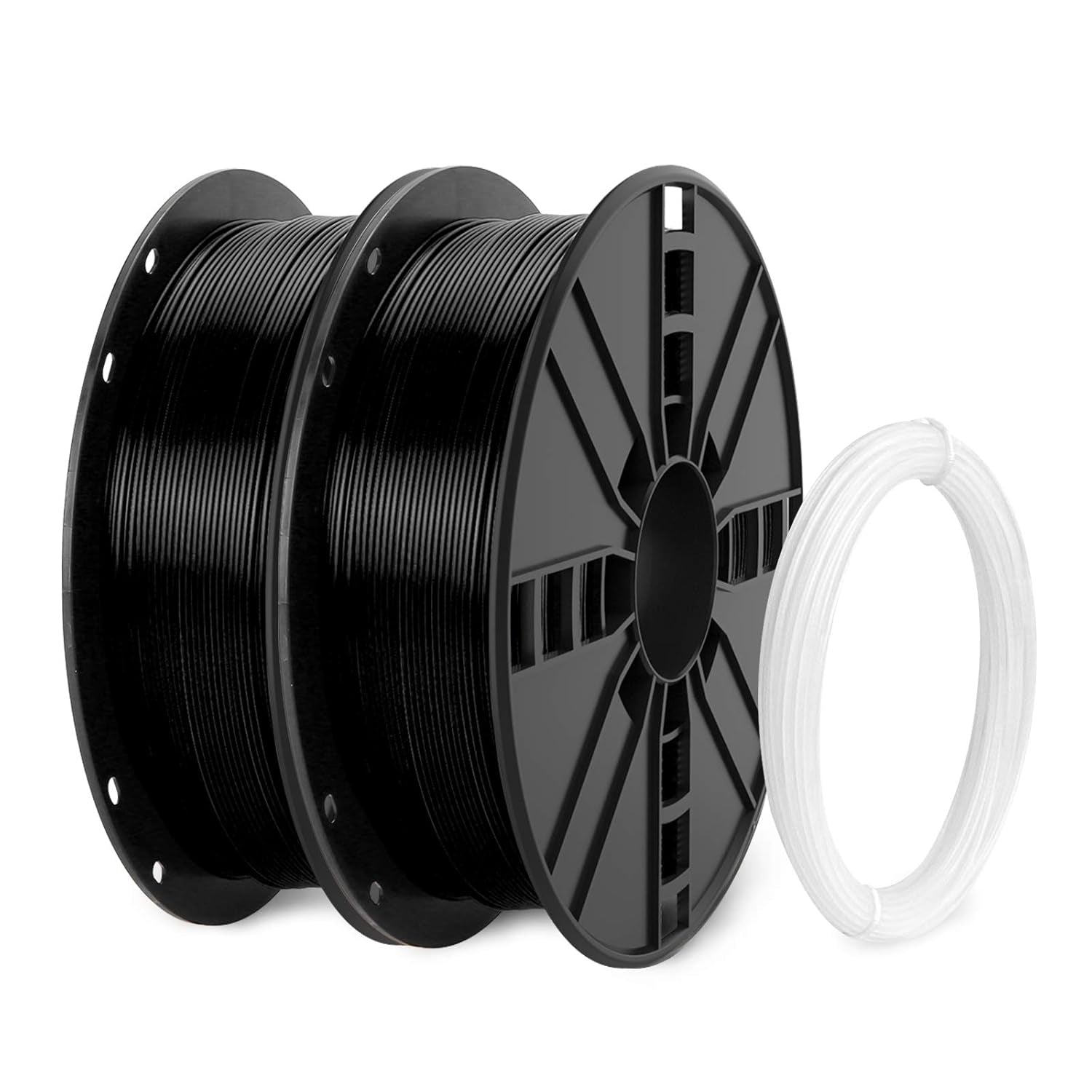 PLA plus (PLA+) Filament 1.75Mm Bundle with 20G Cleaning Filament, Black PLA Pro 3D Printer Filament, Premium PLA 1Kg Spool(2.2Lbs), Dimensional Accuracy +/- 0.03Mm, (Black 2 Pack)