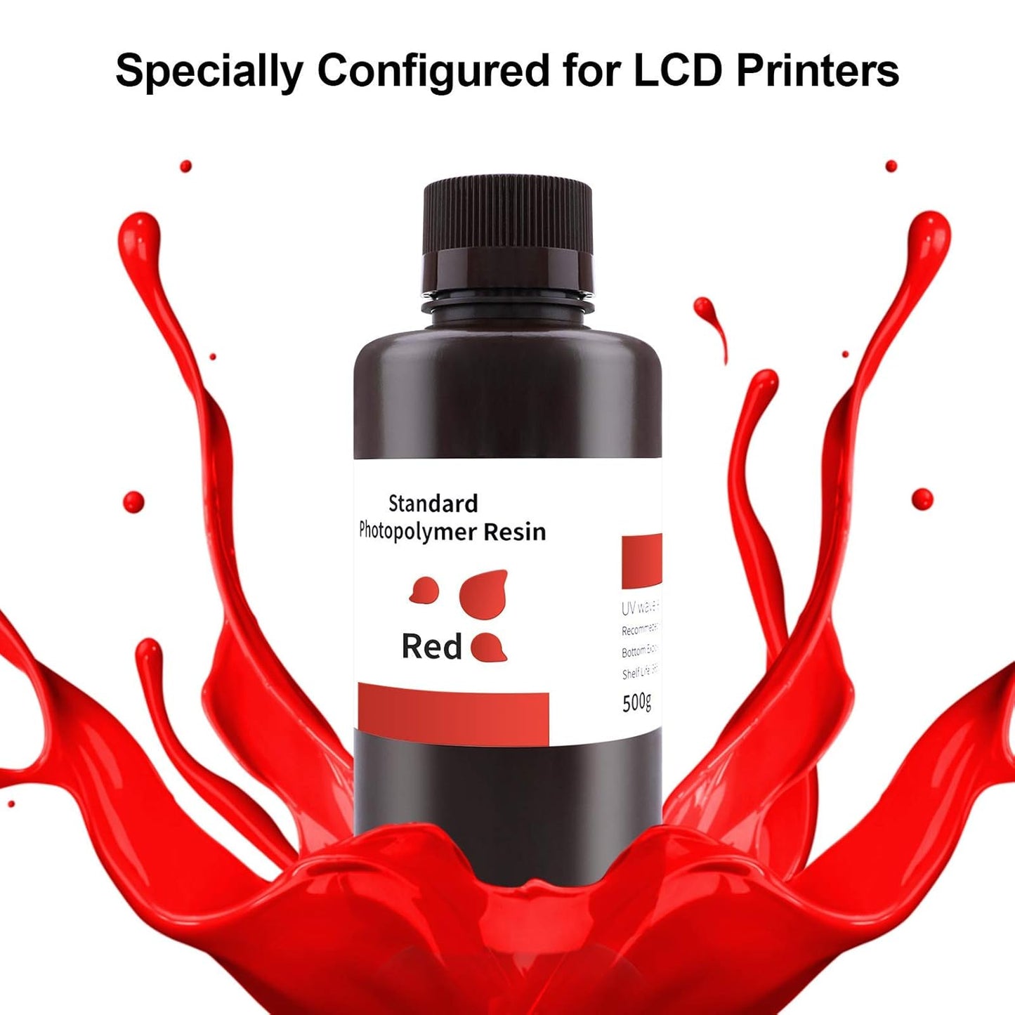 Standard LCD 3D Printer Resin, Fast Uv-Curing 3D 405Nm UV Resin Photopolymer Resin for High Precision Rapid LCD 3D Printing Clear Red 500G